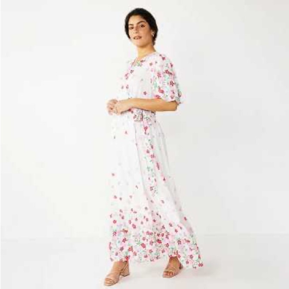 Draper James Floral Maxi Dress - White and Pink
